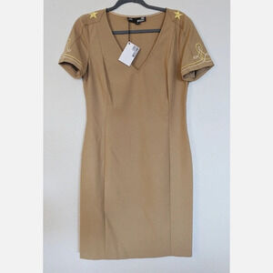 Love Moschino tan military style dress